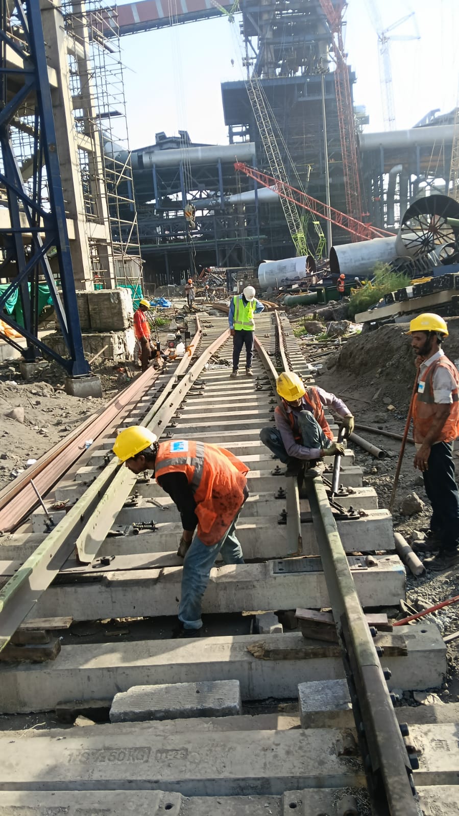 Track linking works inside heavy industrial plant